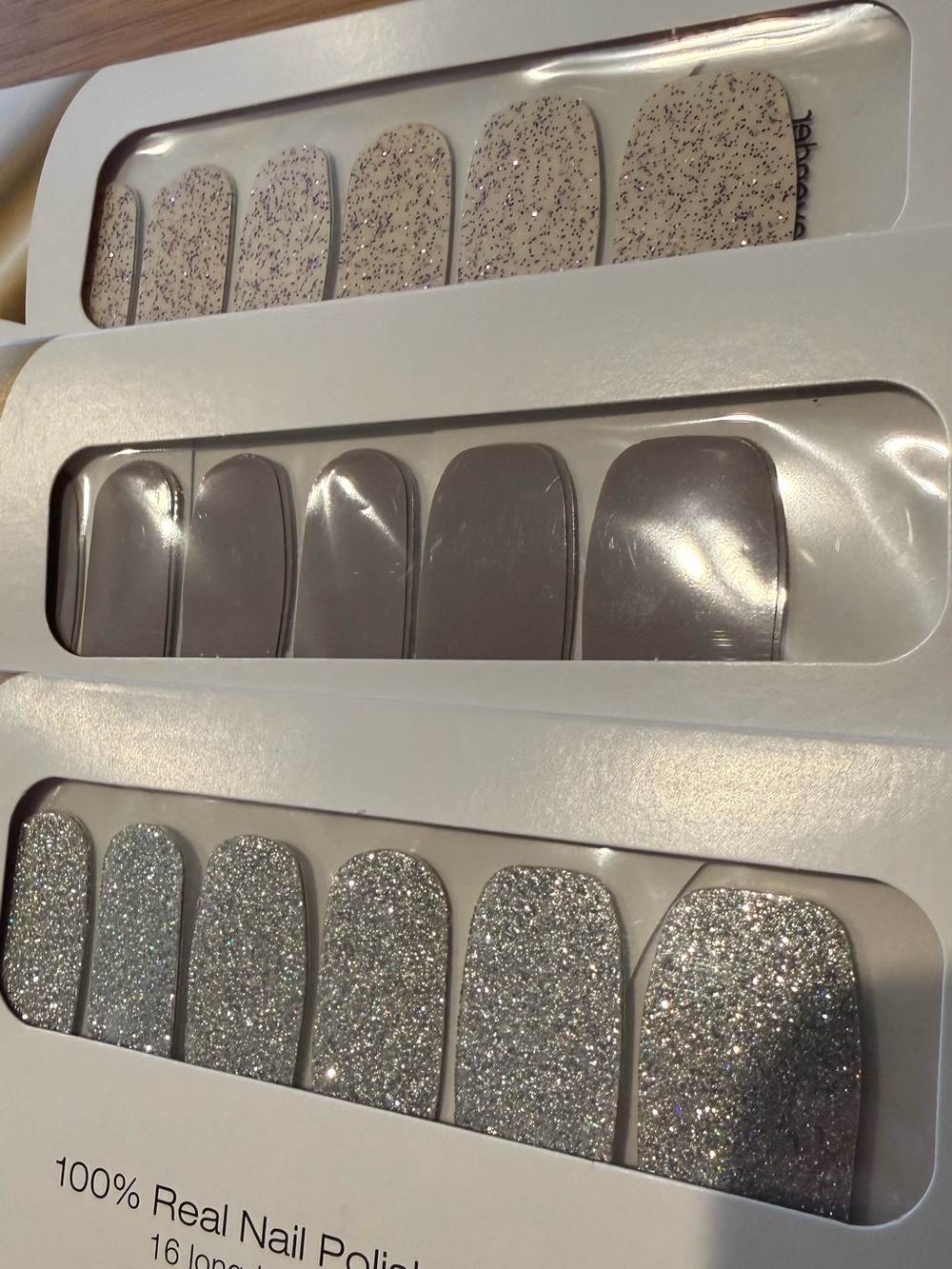 3 new packages color Street Silver & gray-ish nail wraps in solid and Glitter.